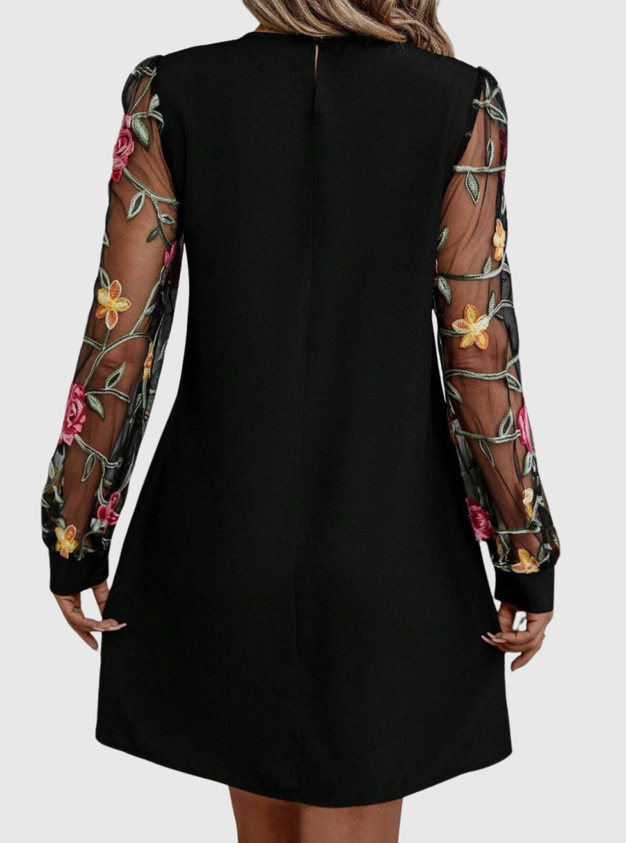 Jolanta™ | Elegant V-Neck Dress with Statement Sleeves