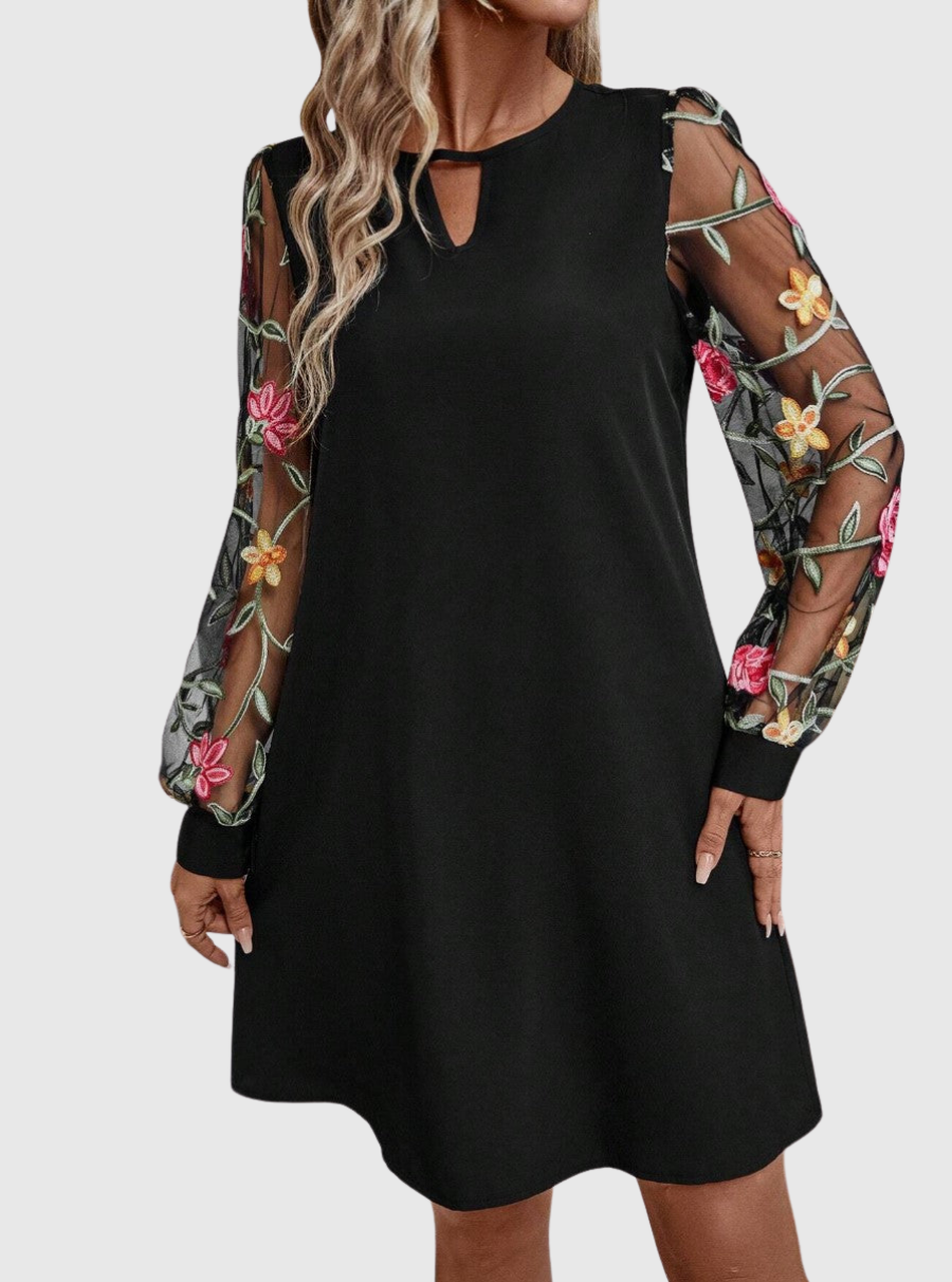 Jolanta™ | Elegant V-Neck Dress with Statement Sleeves