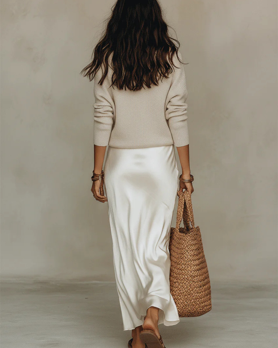 Elena | Satin Midi Dress with Included Sweater