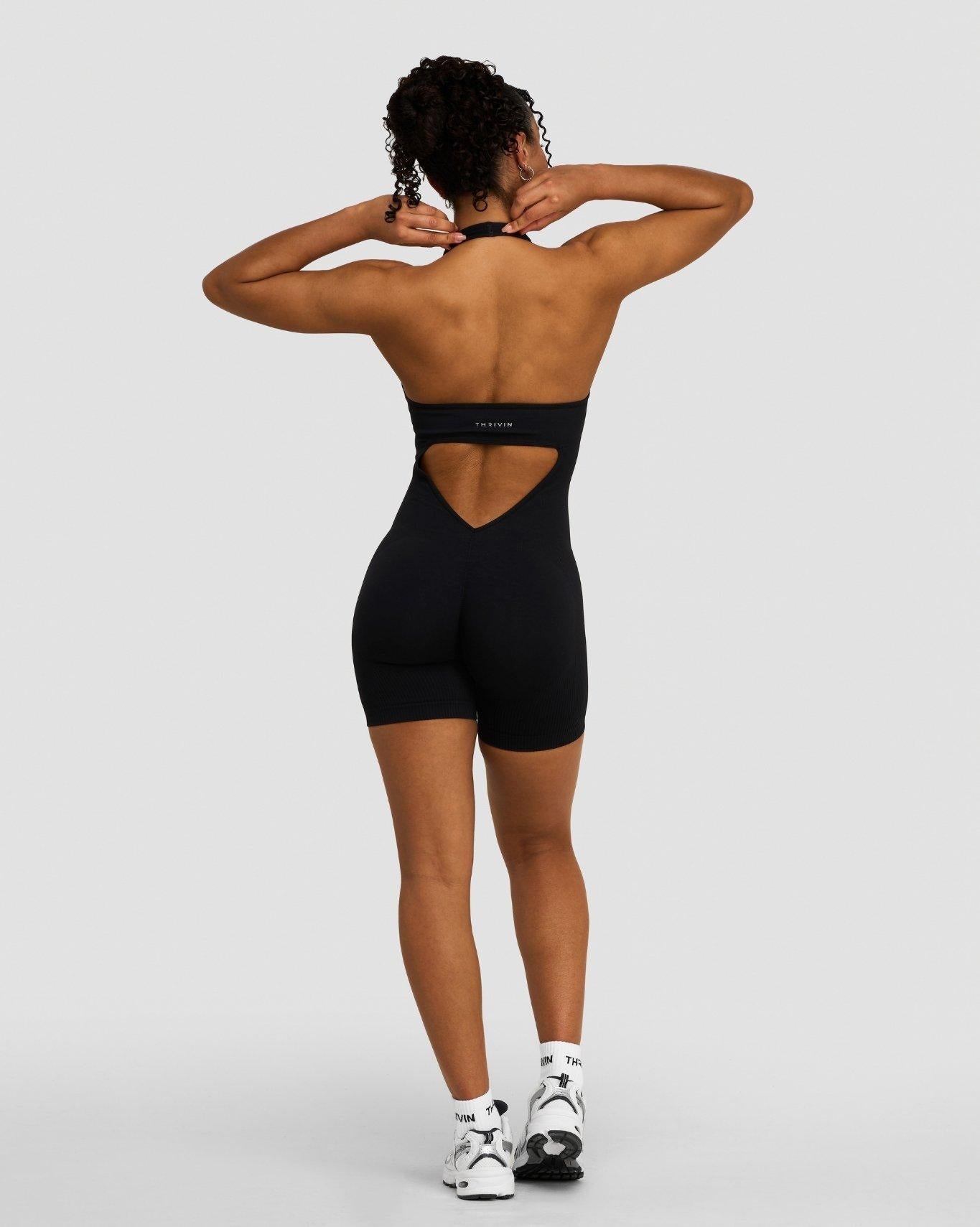 Sculpting Halterneck All In One | Night Black