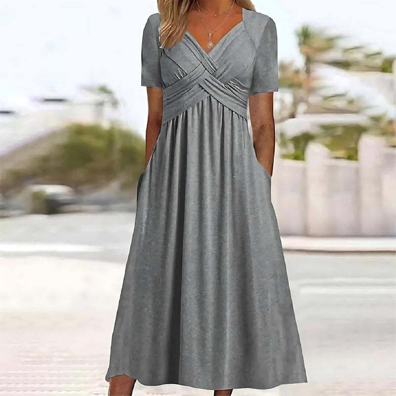 Elisa ™ | Elegant midi dress with flattering tummy control details