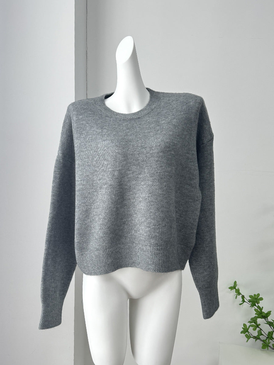 Nordiva™ | Thick Knit Round Neck Short Sweater