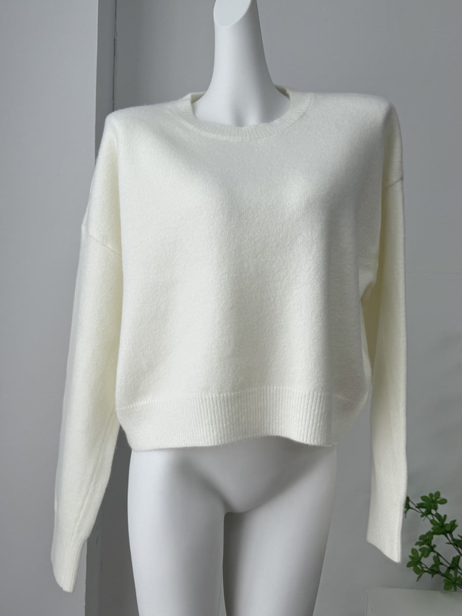 Nordiva™ | Thick Knit Round Neck Short Sweater