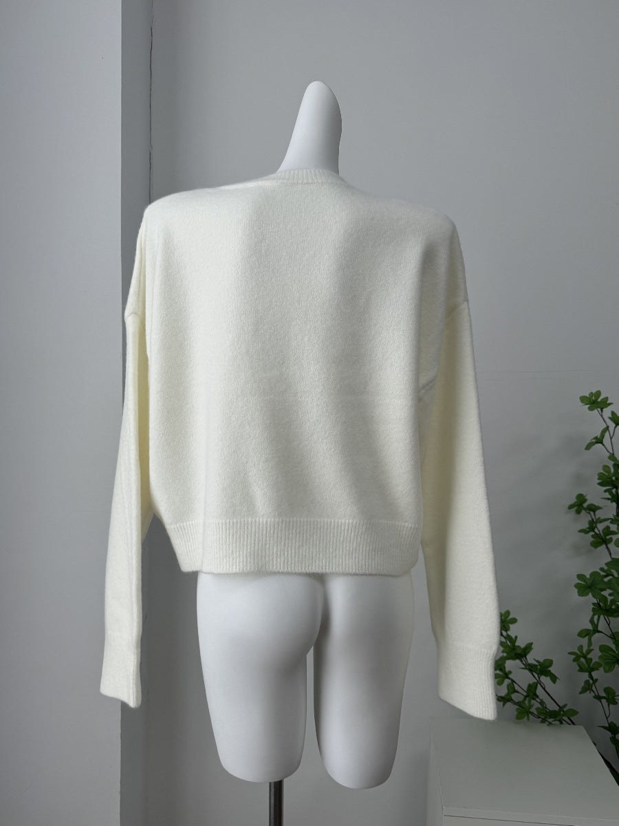 Nordiva™ | Thick Knit Round Neck Short Sweater