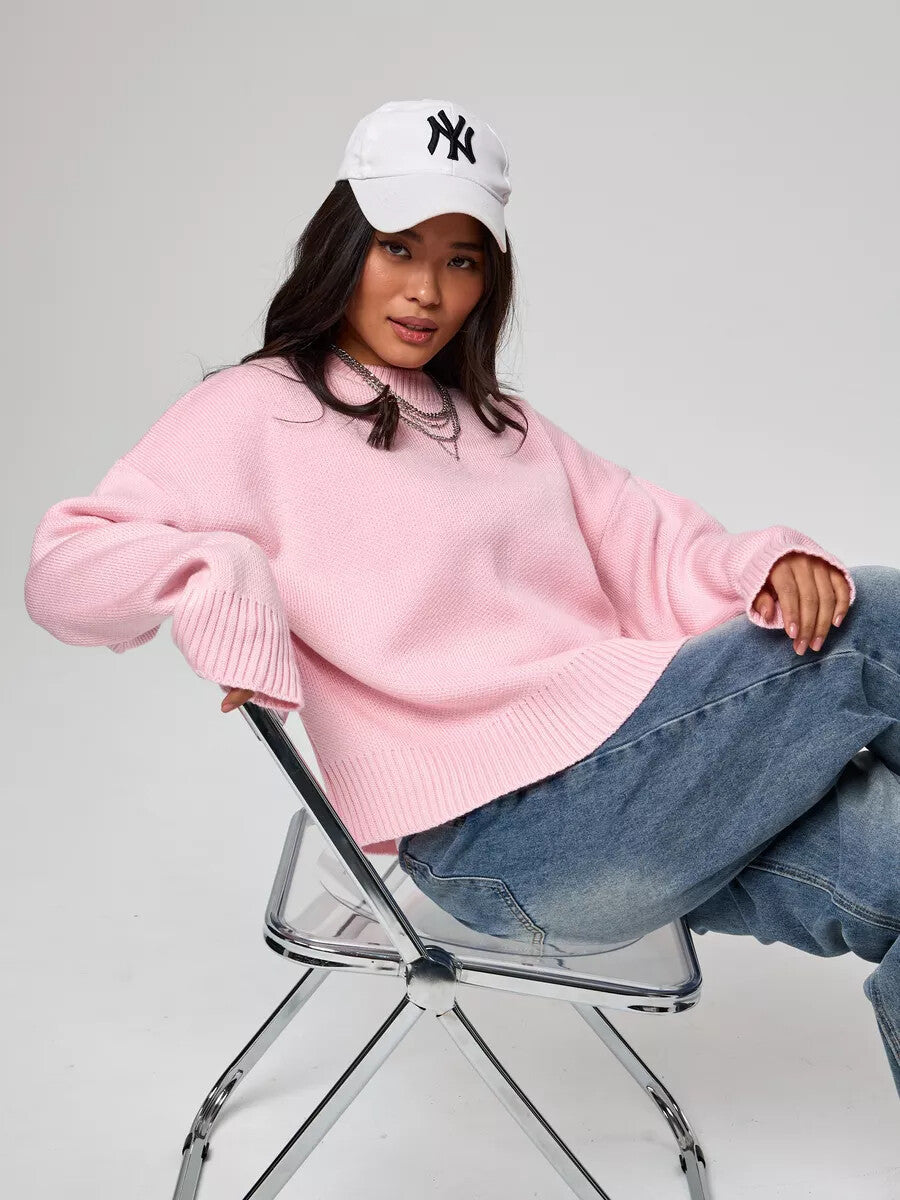 Nordiva™ | Thick Knit Round Neck Short Sweater