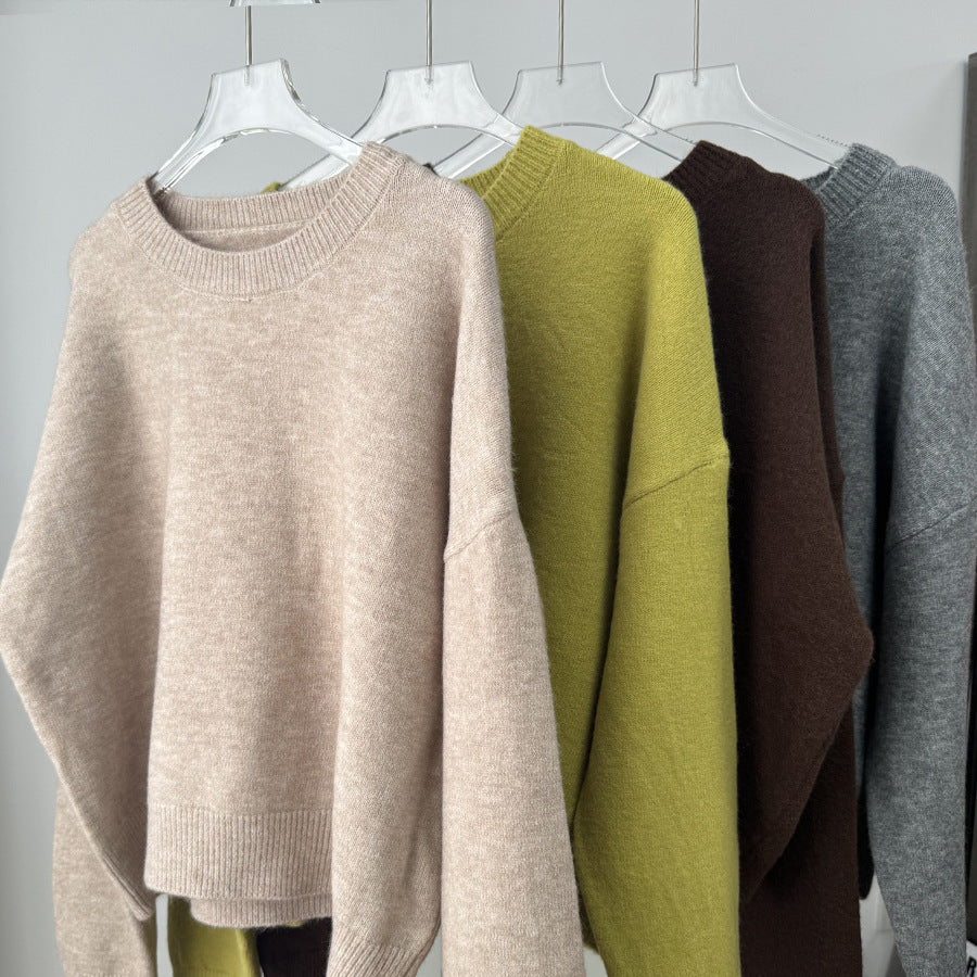Nordiva™ | Thick Knit Round Neck Short Sweater