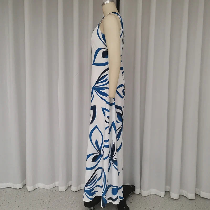 EllaFads™ | One-Shoulder Printed Summer Maxi Dress
