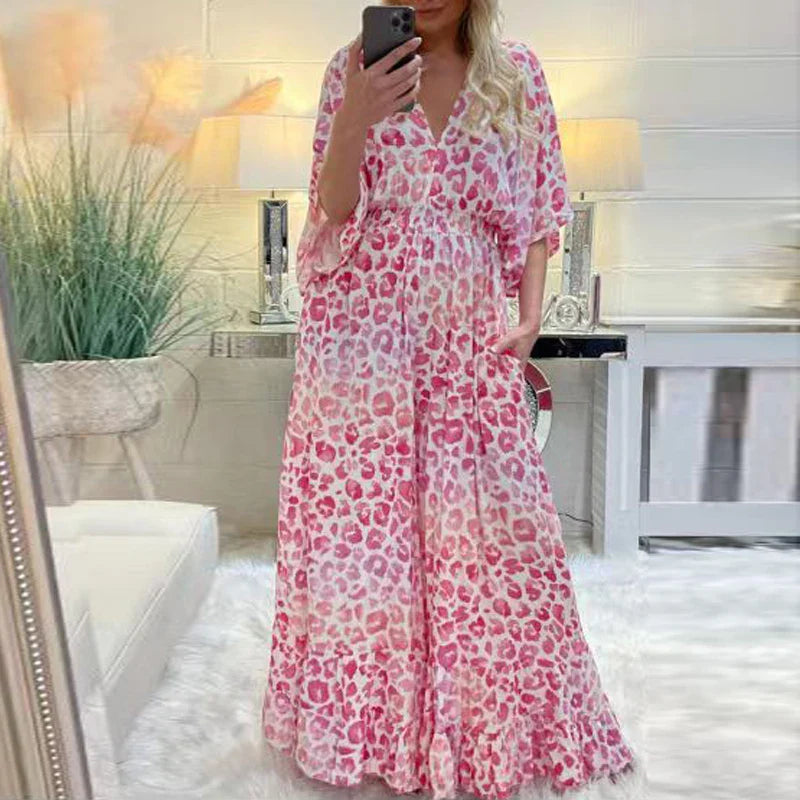 Elanora™ | Printed High-Waist V-Neck Backless Jumpsuit