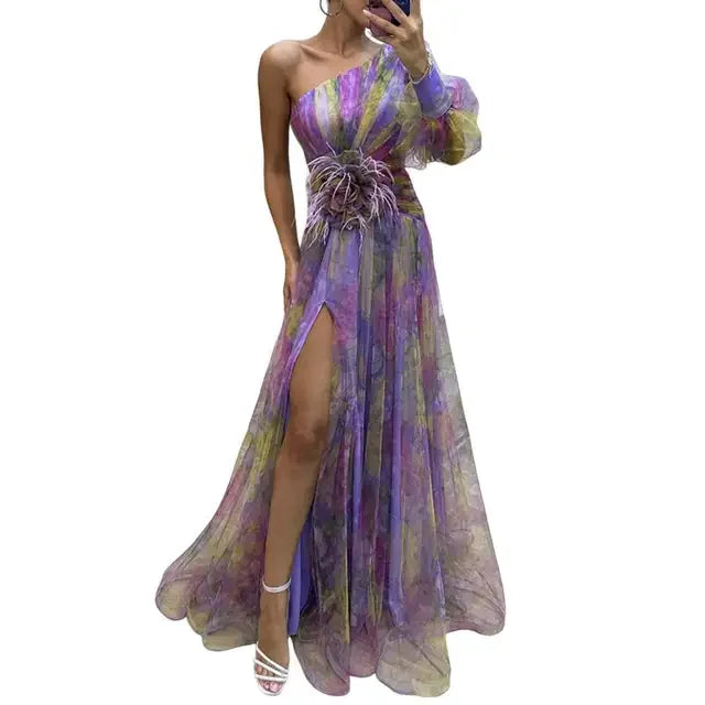 Elorainne™ | One-Shoulder Tie-Dye Formal Gown