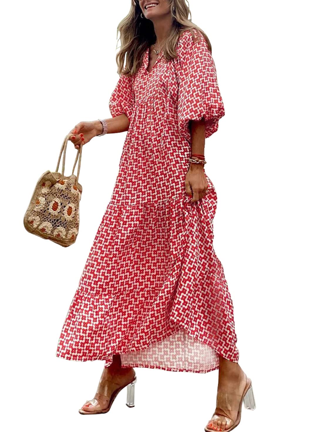 Seraphina™ | Puff Sleeve Floral Boho Maxi Dress