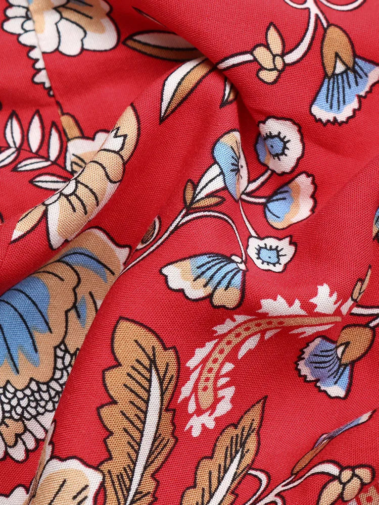 Jim & Nora™ | Vintage Floral Boho Slit Midi Dress