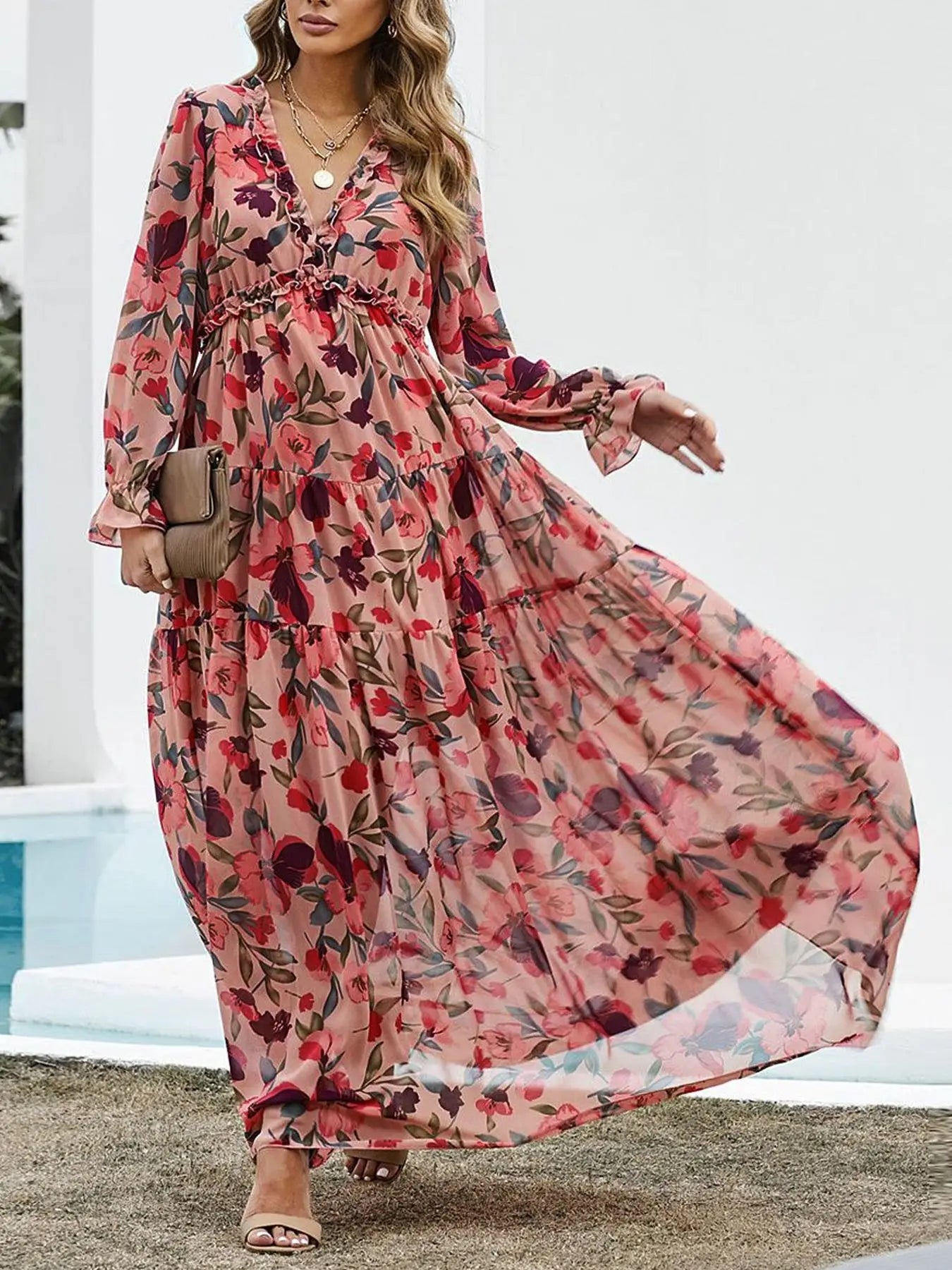 Lorayne – Floral V-Neck Dress