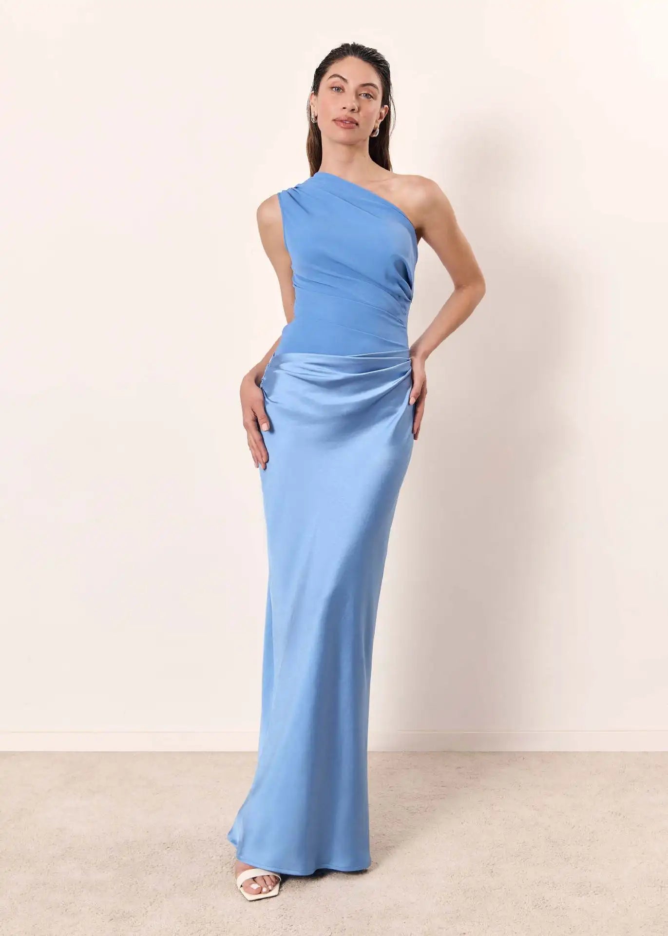 Elowen™ | One-Shoulder Satin Maxi Dress