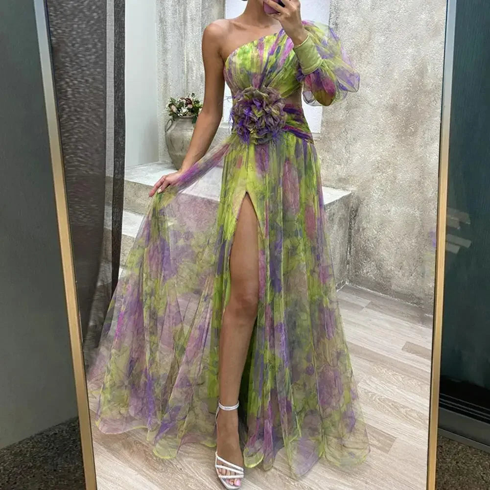 Elorainne™ | One-Shoulder Tie-Dye Formal Gown