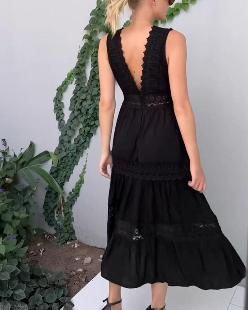 Valencia™ | Elegant Lace V-Neck Dress