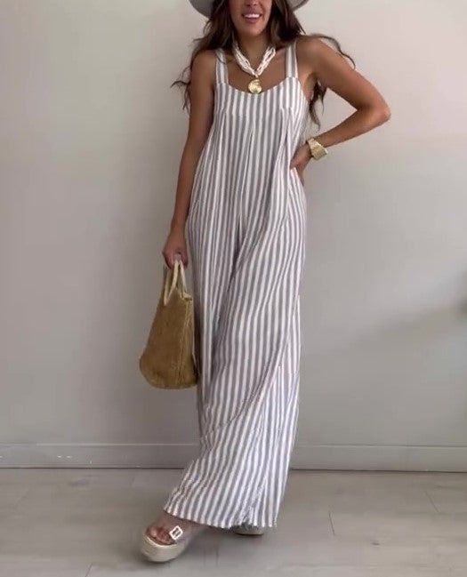 Marivelle™ | Loose Casual Striped Jumpsuit details