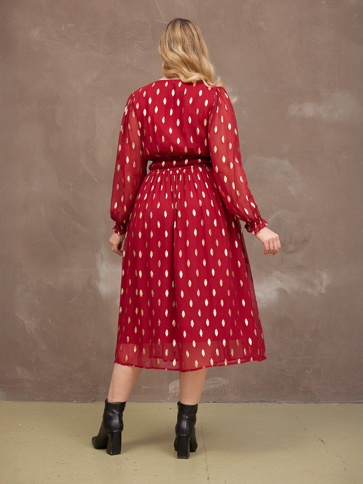 Valerie Luxe™ | Burgundy & Gold Lurex Dress
