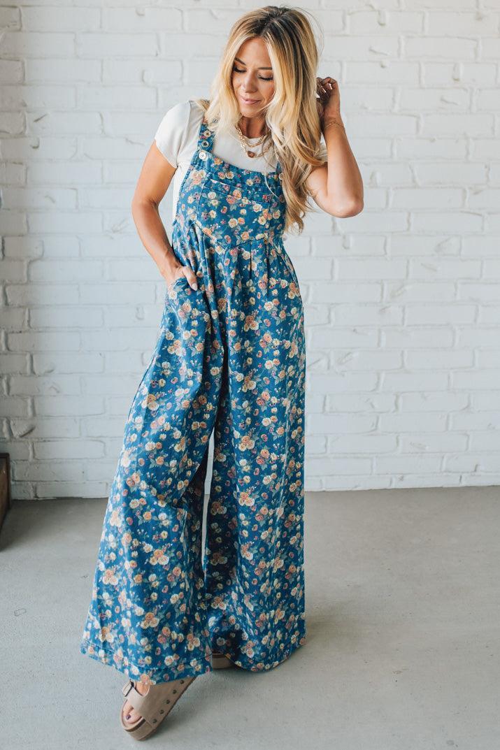 BIBI™ | Vintage Rose Denim Overalls
