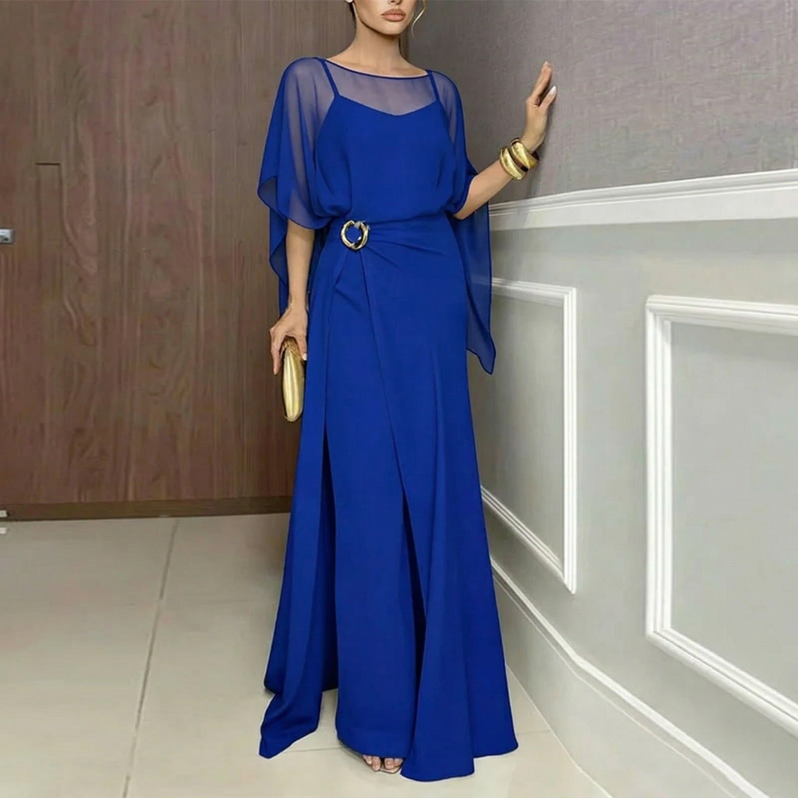 HERMINE | JUMPSUIT SET WITH TRANSLUCENT CAPE