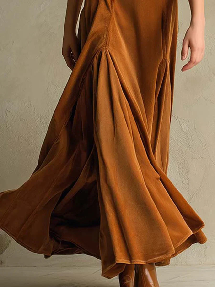 Velmorah™ | Vintage Velvet Collared Maxi Dress