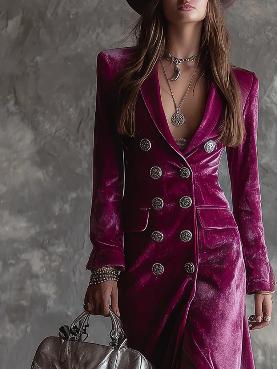 Elara™ | Velvet Blazer Maxi Dress