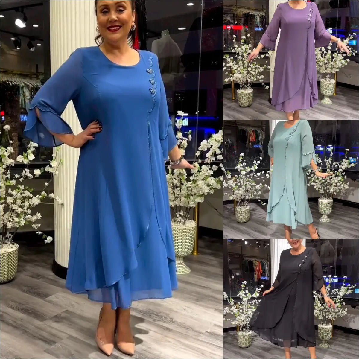 FlowLuxe™ | Wrinkle-Free Split Maxi Dress