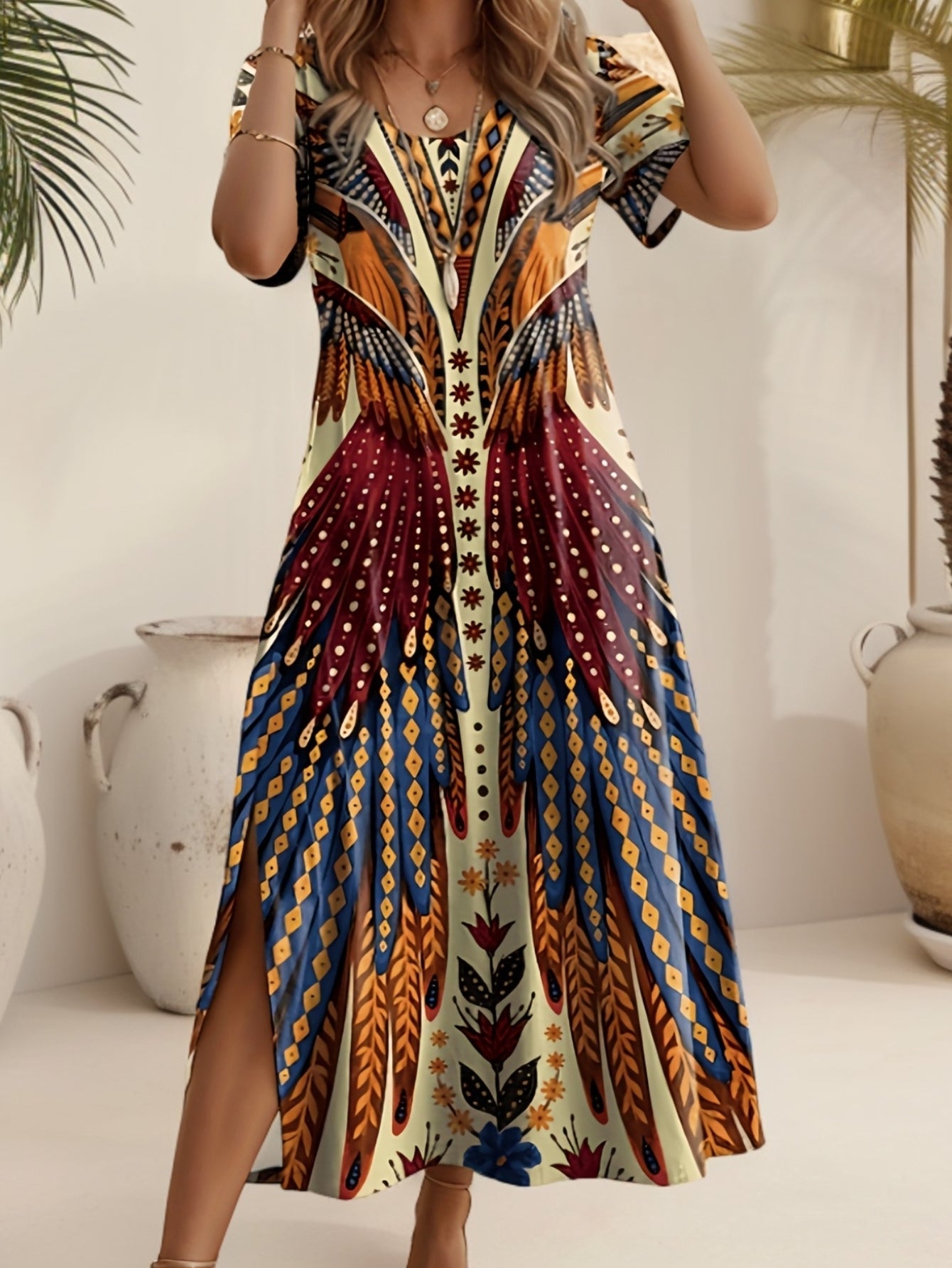 Cylena Printline Slit Dress