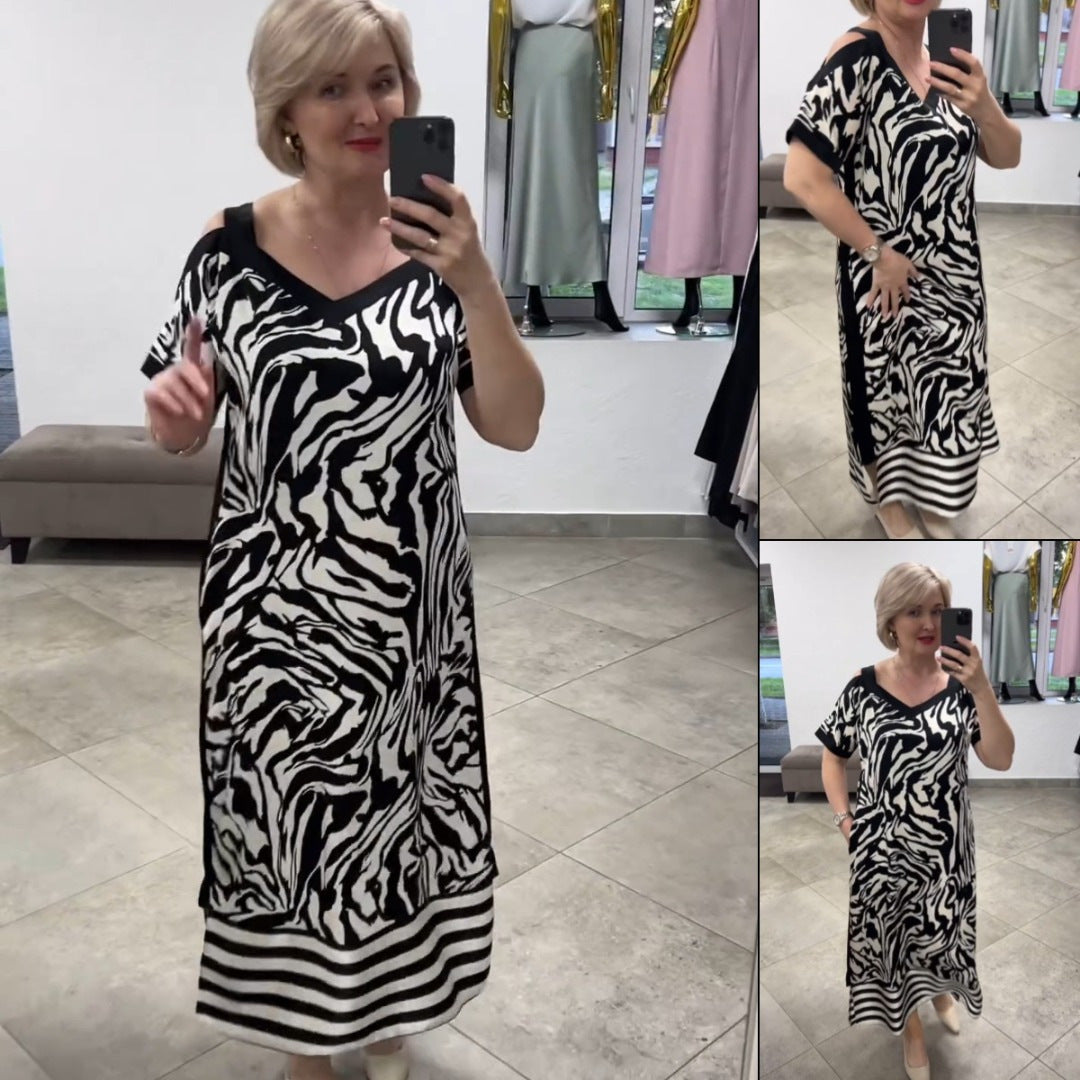 Zebraluxe™ V-Neck Shift Dress