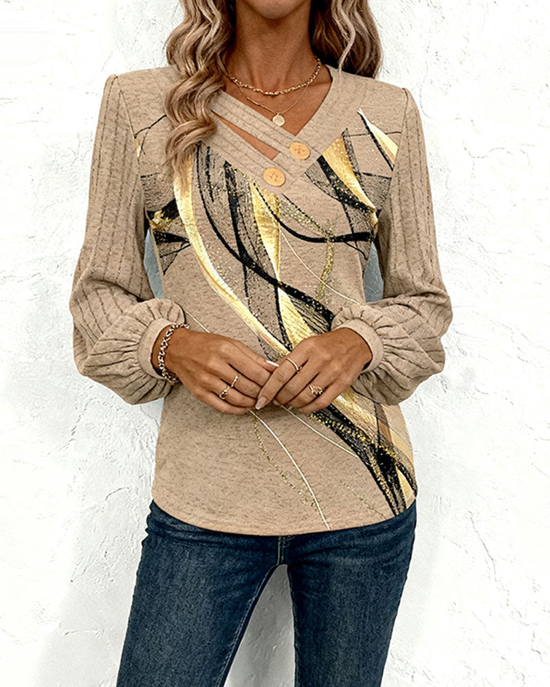 Velmira™ | Striped Lantern Sleeve Top