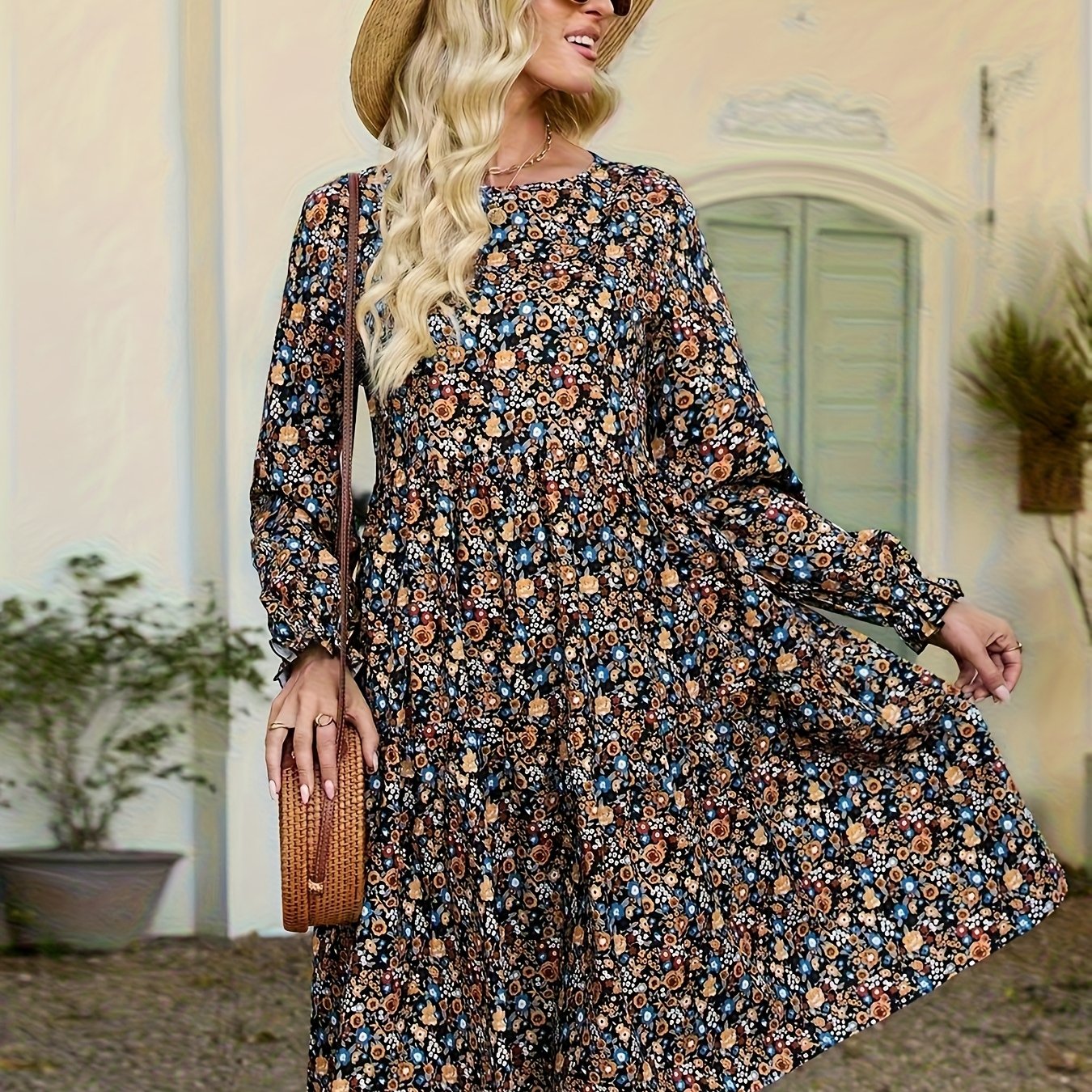 Orlisse Autumn Bloom Midi Dress