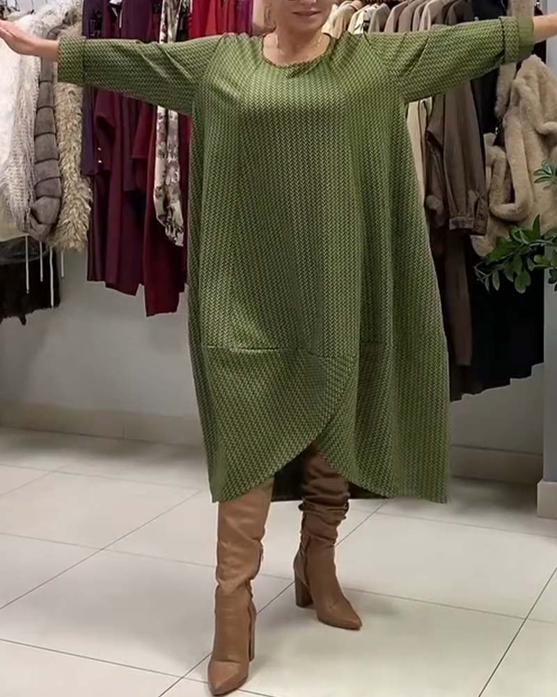 CurveEase™ | Plus-Size Loose Round-Neck Dress