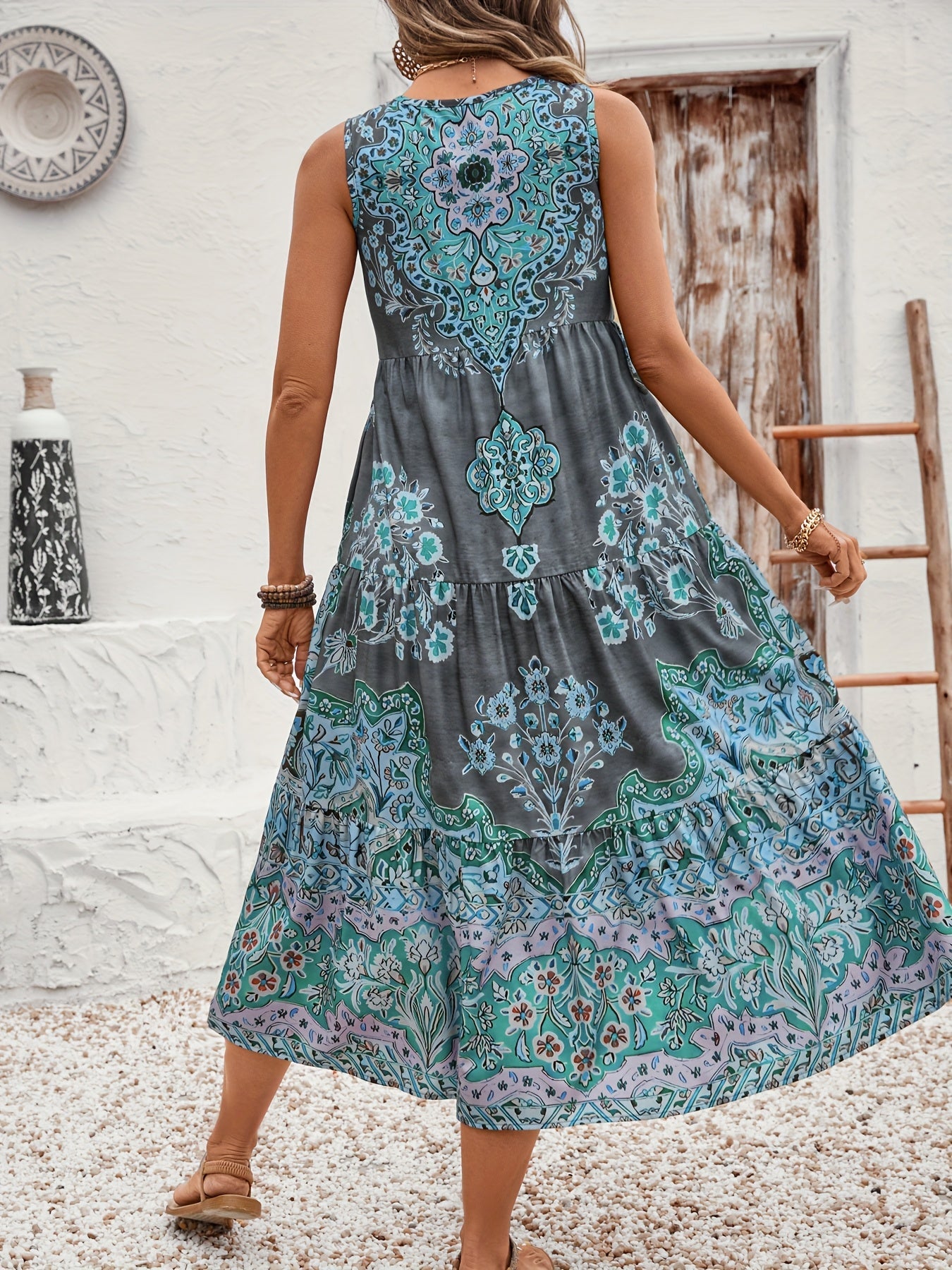 Mariselle Coastal Print Summer Dress