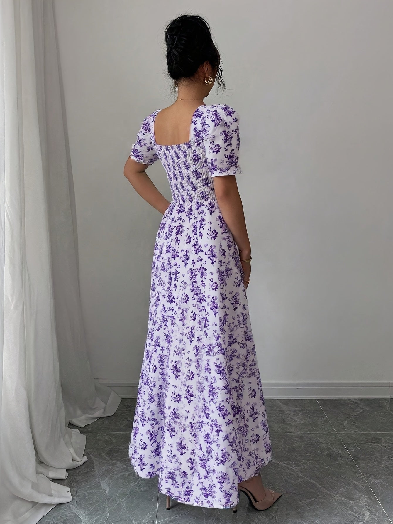 Floravera™ | Ruffled-Sleeve Floral A-Line Dress