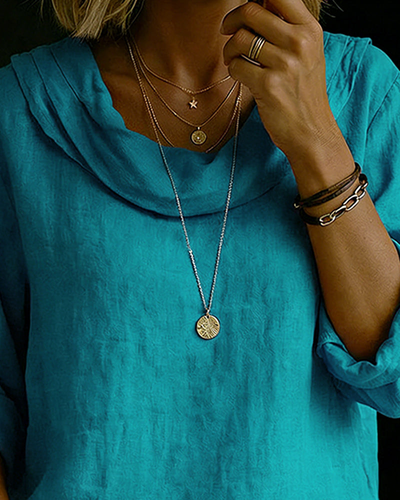 Cavelle™ Folded-Collar Cotton Top