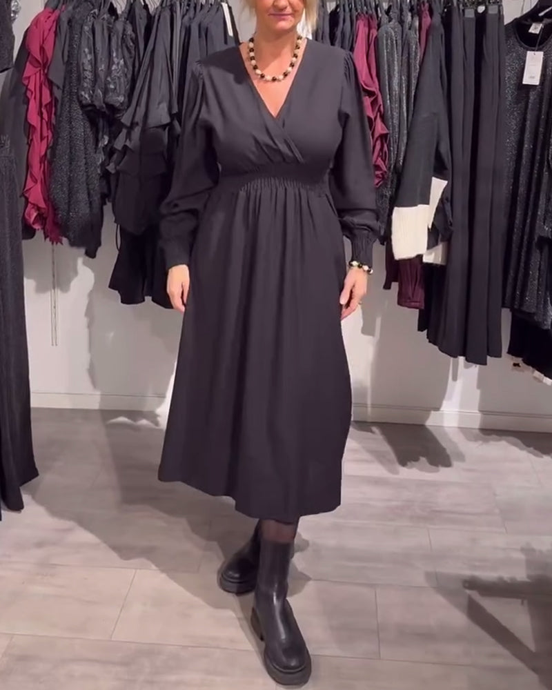Aurelia™ | Puff-Sleeve Waist-Defined Dress