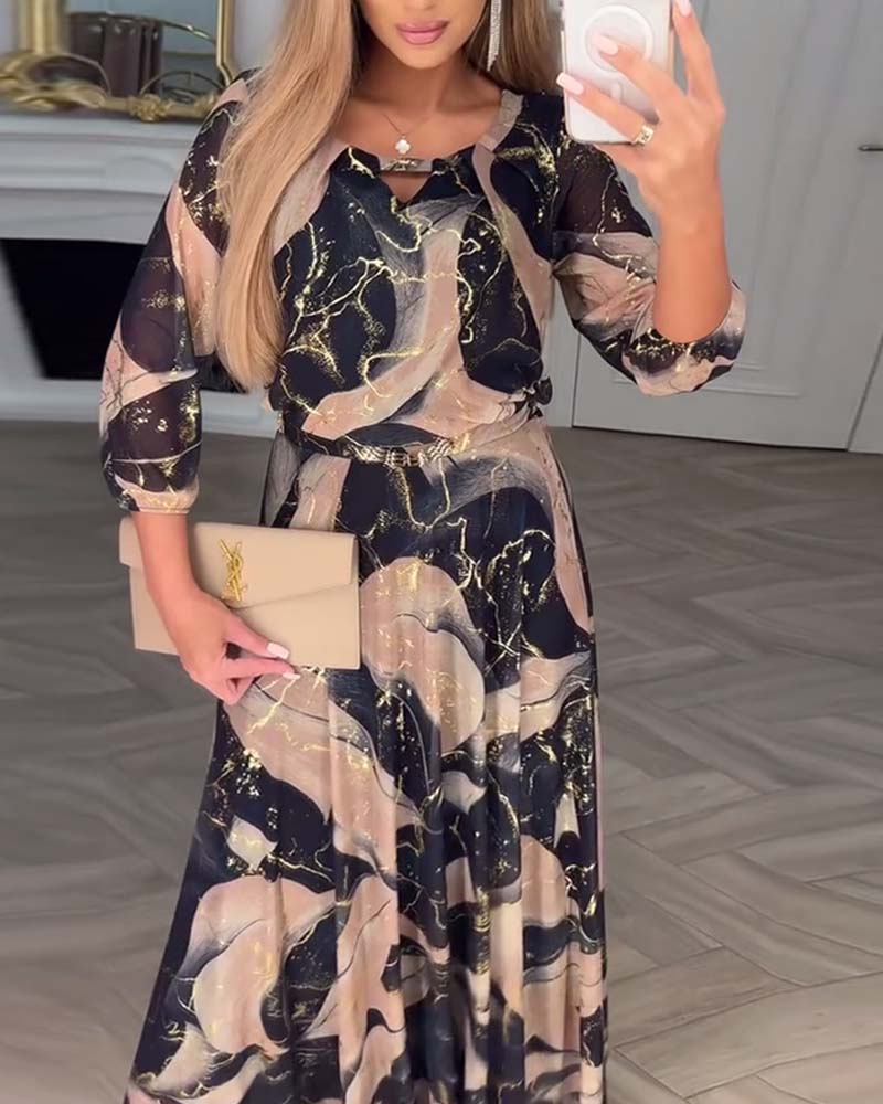 Elarisse WaistCharm Printed Dress