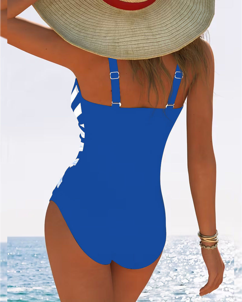 Marivelle StripeV Swim One-Piece