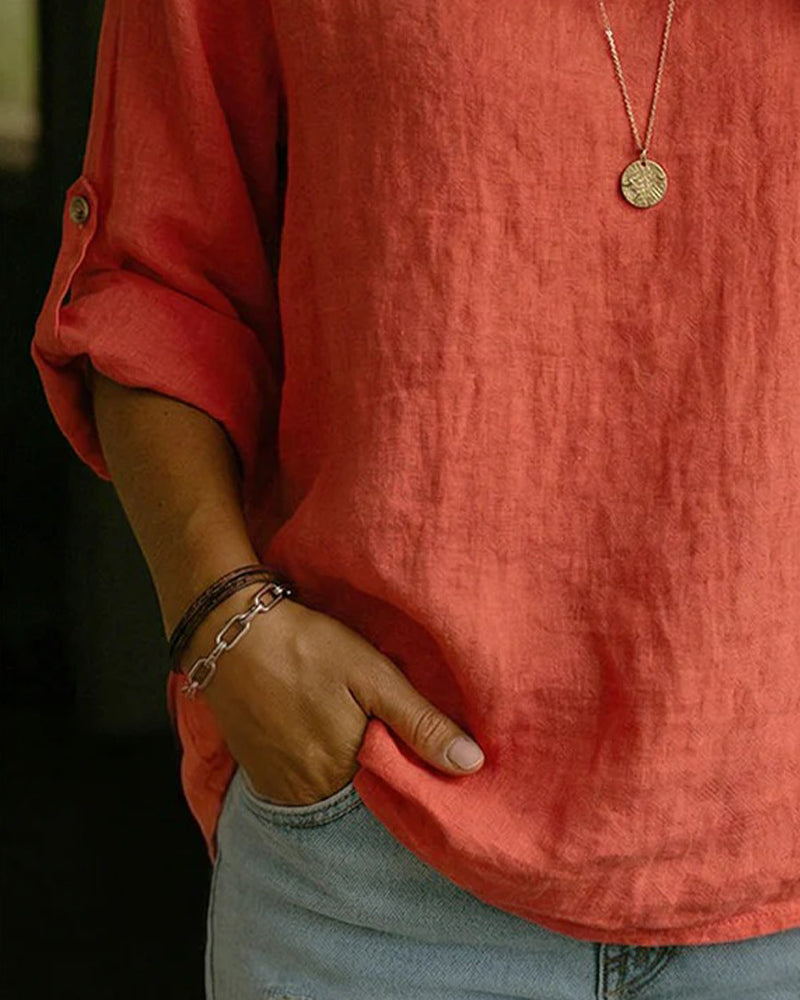 Cavelle™ Folded-Collar Cotton Top