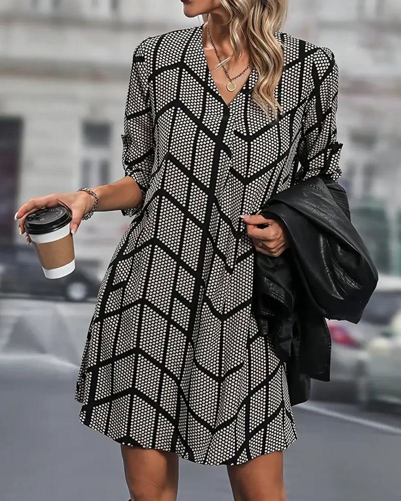 Vivara™ | Polka Dot V-Neck Midi Dress
