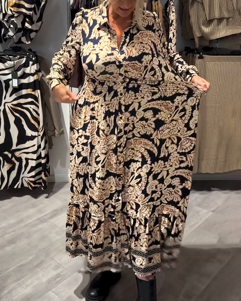 Elanora™ | Printed Collared Midi Dress