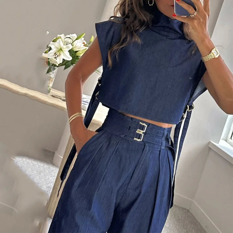 Marveah™ | Chic Belted Turtleneck Two-Piece Set