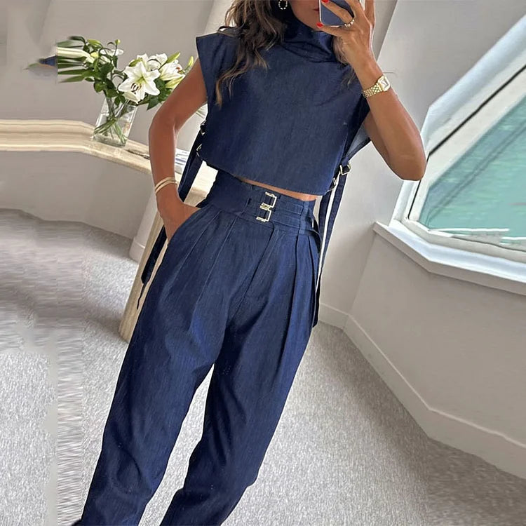 Marveah™ | Chic Belted Turtleneck Two-Piece Set