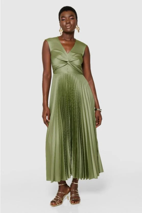 Leah™ | Pleated Twist Midi Dress
