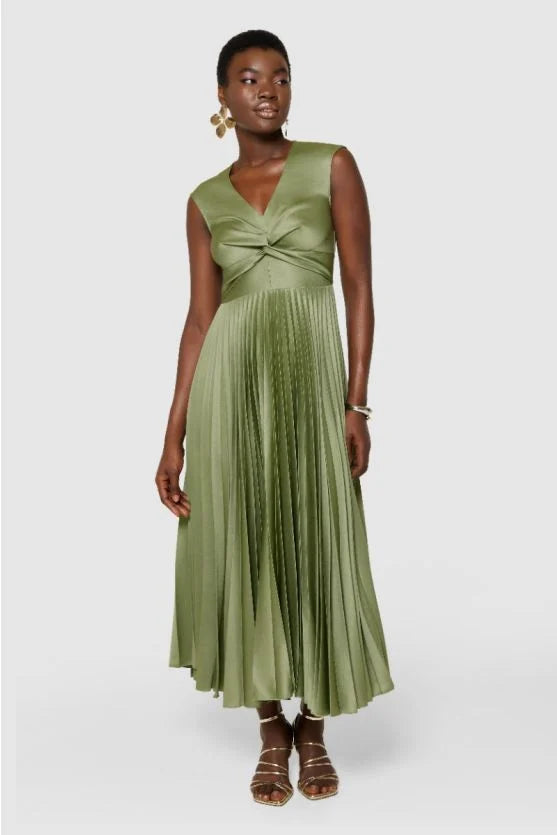 Leah™ | Pleated Twist Midi Dress