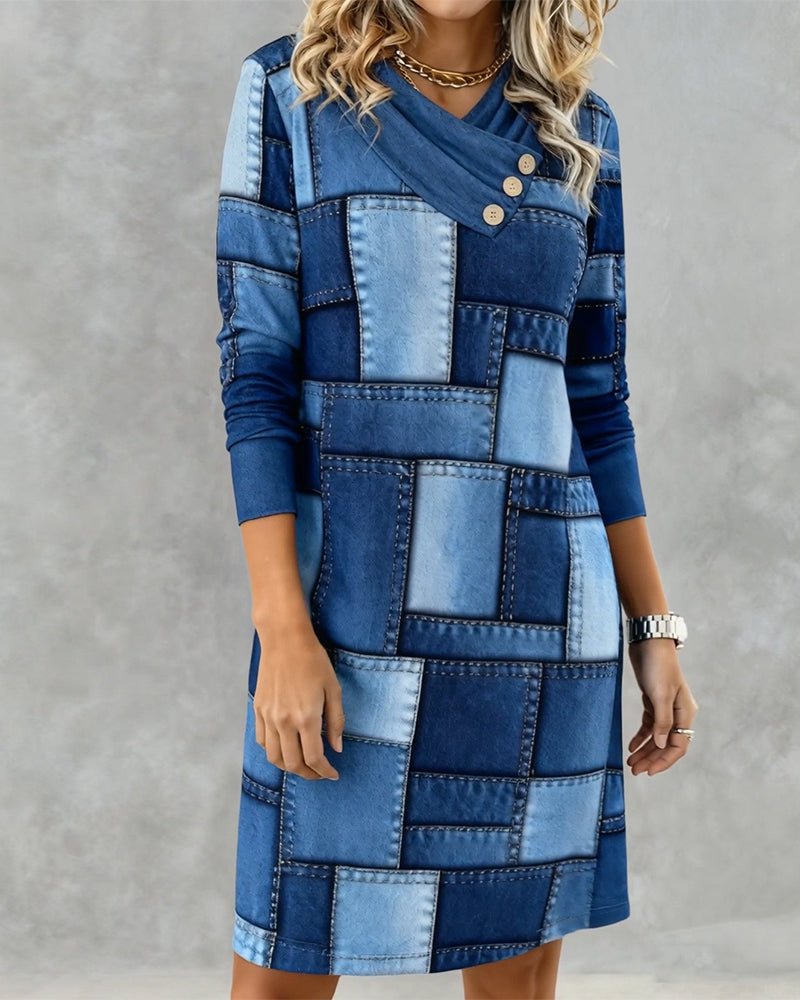 Ameloria™ | Scarf-Collar Printed Dress
