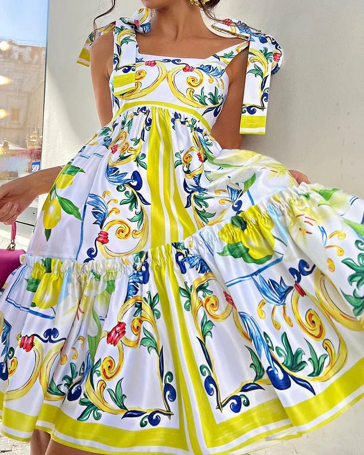 FELINA™ | VIVID SLING PRINT CASUAL DRESS details