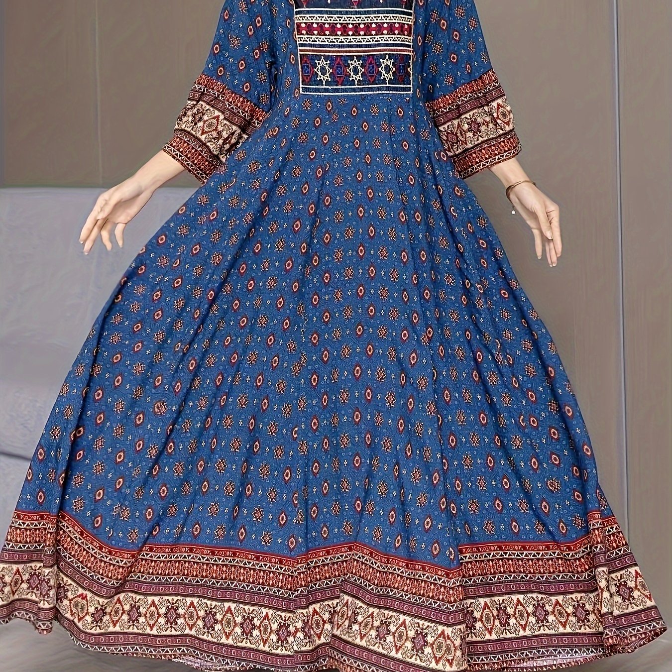 Azriena Azure Boho Maxi Dress