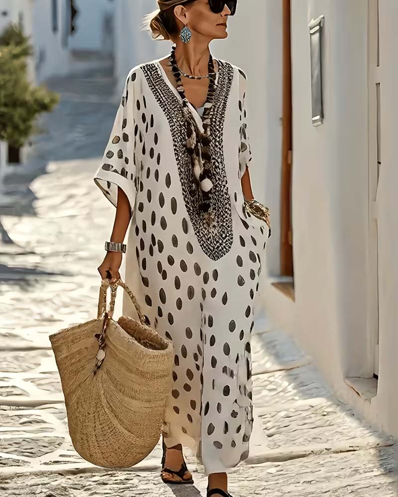 Solvéra DotResort V-Neck Dress