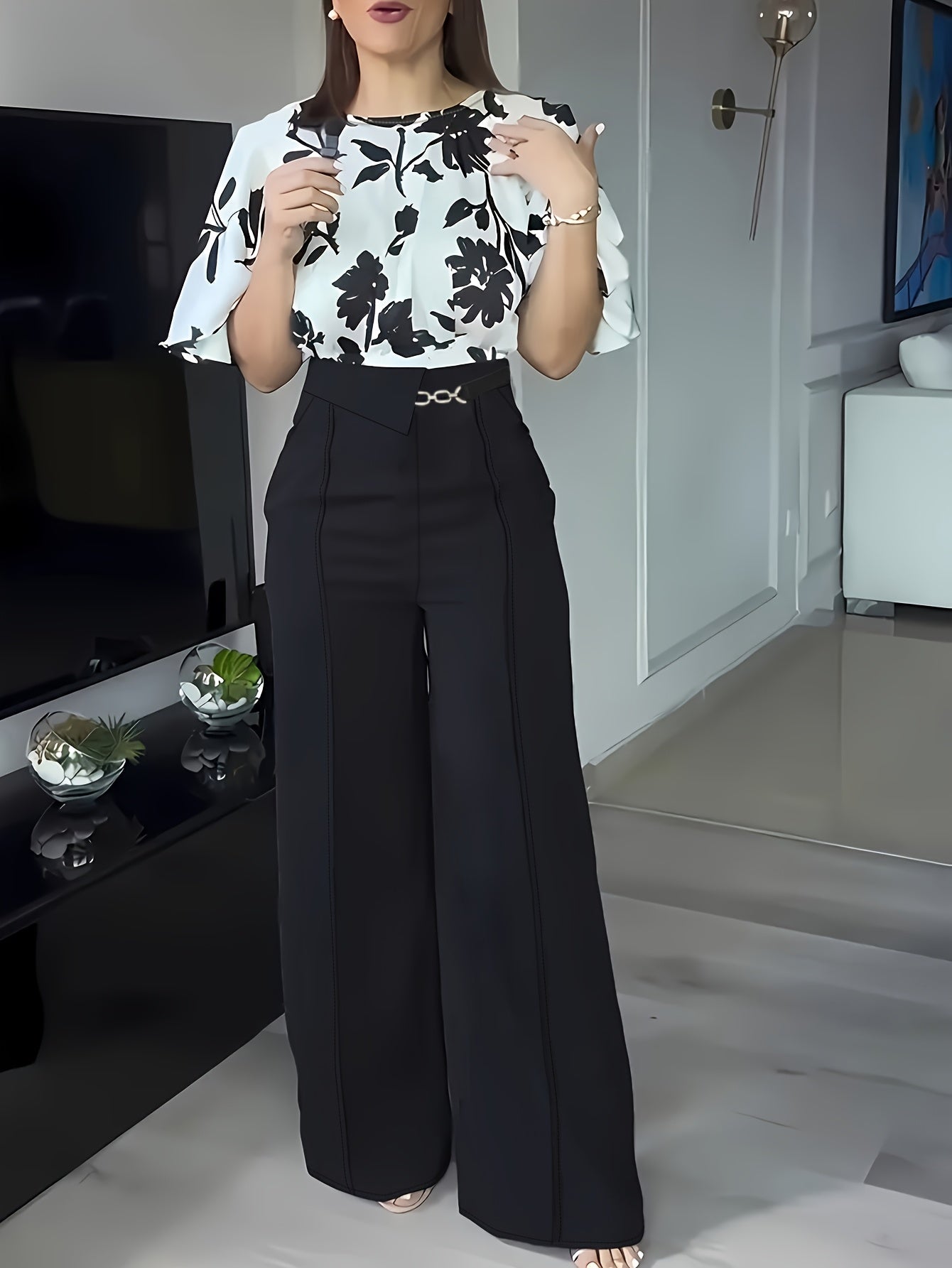 Zadora™ | Printed Spring/Summer Elegant Shirt Set