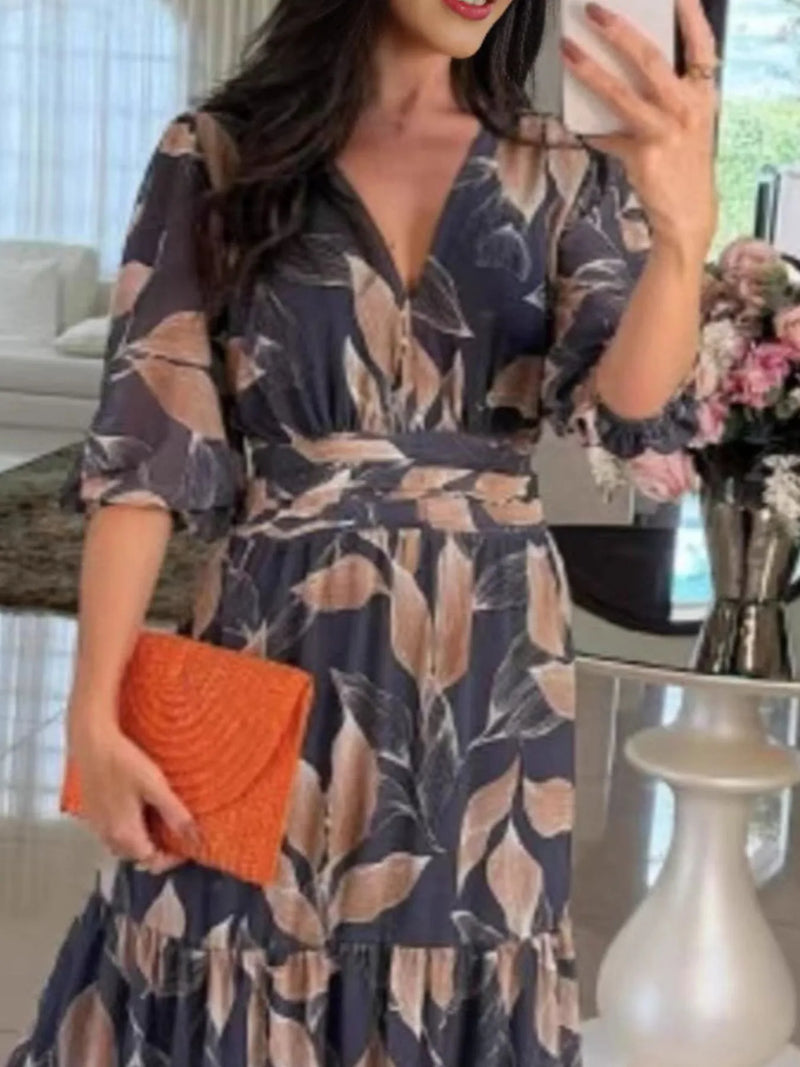 Aurora™ | Printed V-Neck Maxi Dress details